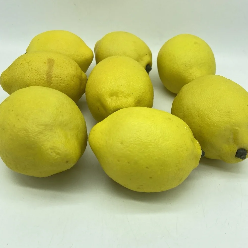 8 Artificial Faux Lemons Fake Fruit Yellow Lemon Home Decor Theater Prop Staging